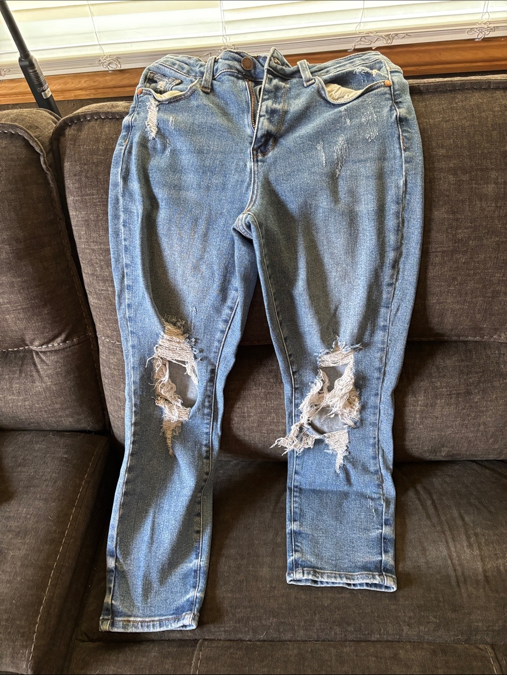 Judy Blue Light Blue Distressed Boyfriend Jeans